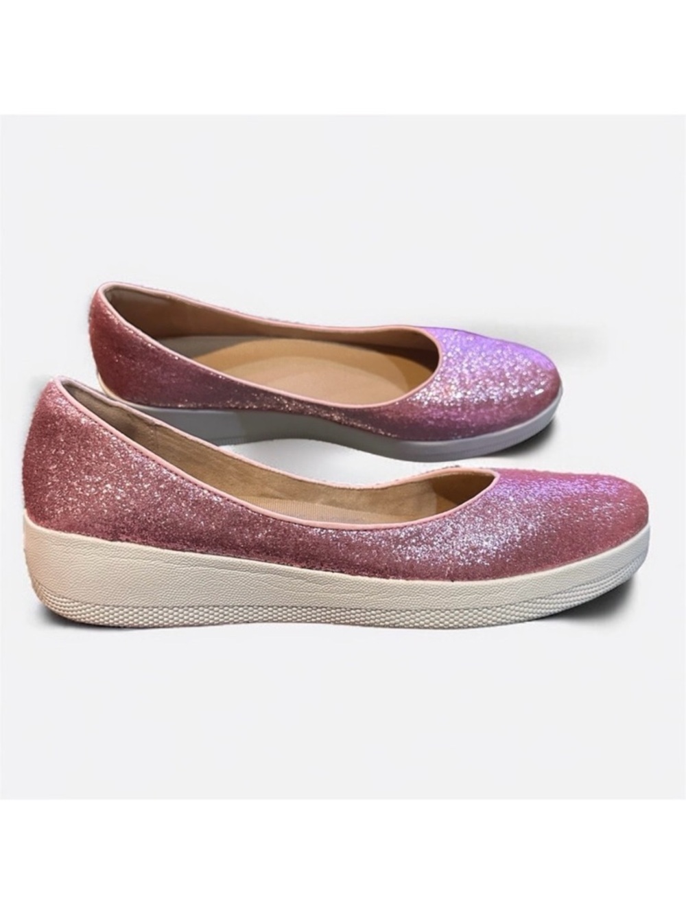 FitFlop Super Ballerina Glitzy Pink Glitter Ballet Flats